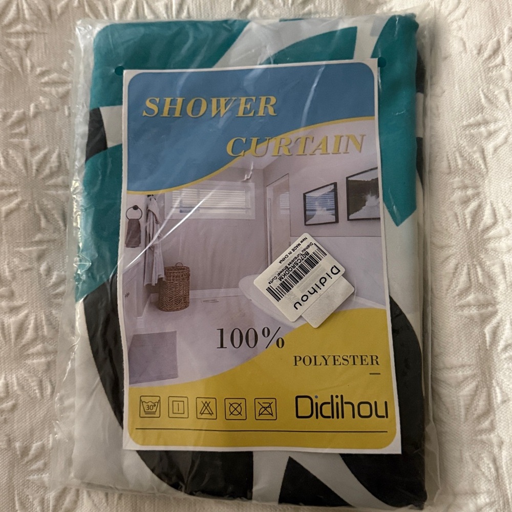 Shower Curtain and Hooks - Picture 2 of 2